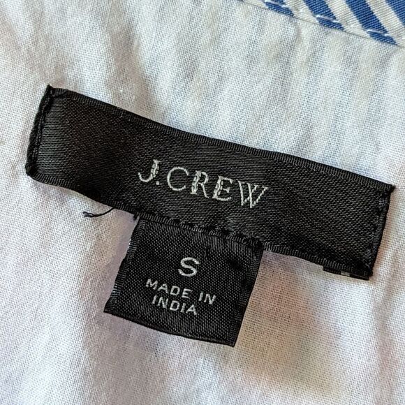 J. Crew Oversized Cotton Long Sleeve Leda‎ Embroidered Stripe Popover Dress S - Picture 11 of 12